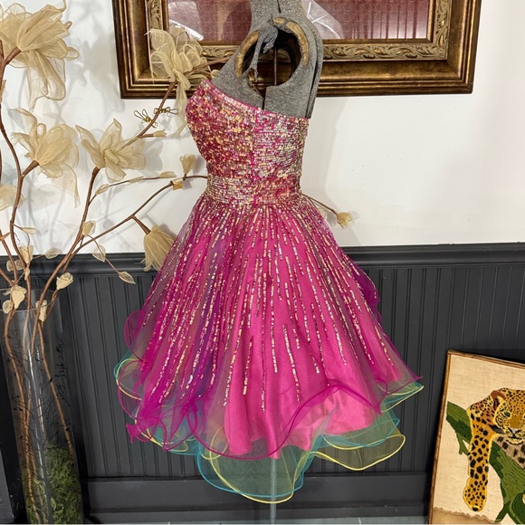 Terani Couture Strapless Sweatheart Colorful Sequined Formal Dress ~ Size 2 🧡🍄 - Picture 3 of 8